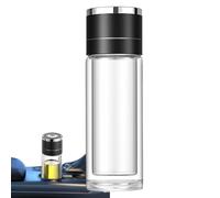 Wezalget Glass Water Bottles | Car Double-Layer Lid Tea Separation Cup,Leak-Proof Reusable Tea Cup Portable Double-Layer Travel Mug for Home Desk Daily