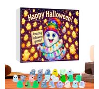 Wezalget Halloween Ghost Count Down Calendar | 24-Day Countdown Calendar with Miniature Ghosts | Cute Glow-in-The-Dark Sculpture for Family Teens Adults Couples
