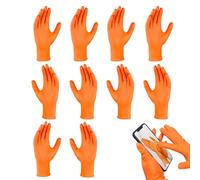 Wezalget Latex Gloves,Nitrile Industrial Orange Gloves - 10x Tear Resistant Safety Mitten Textured Protective for Men Women Manufacturing Mechanic Industrial Home