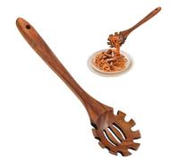 Wezalget Wooden Pasta Spoon | Multipurpose Pasta Fork Spoon Portable Spaghetti Spoon Slotted Salad Server Spoon Food Mixing Spoon with Long Handle | for Serving Pasta and Cooking
