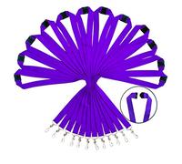 WEZEBEL 12 Pack Durable Polyester Lanyards with Safety Clasp - Available in Rainbow Mix & Solid Colors, Purple