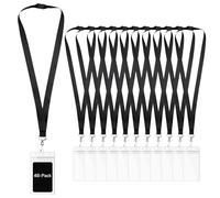 WEZEBEL 48-Pack Black Breakaway Lanyards with Waterproof Badge Holders, Polyester Neck Straps for ID Cards, Events, Office, and Schools