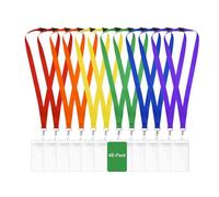 WEZEBEL 48-Pack Rainbow Breakaway Lanyards with Waterproof Badge Holders, Polyester Neck Straps for ID Cards, Events, Office, and Schools