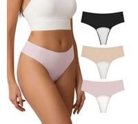 Wezest Camel Toe Cover Thong/Camel Toe Concealer Underwear/CamelToe Hider Built in Latex Cover to Hide Feminine Lines, Black+beige+pink, One size