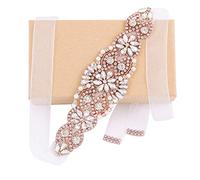 WEZTEZ Bridal Belt Handmade Crystal Wedding Sash Rhinestone Sash for Flower Girl Evening Dress, Rg+orgwhite, 106.69x0.78 Inches