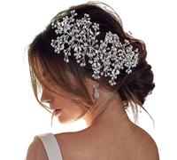 WEZTEZ Bridal Headband for Wedding Rhinestone Bride Hair Pieces,Crystal Lengthen Wedding Hair Accessories for Bride Bridesmaid (835S, 1)