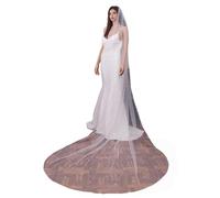 WEZTEZ Bridal Veils Pearl Wedding Veil,1 Tier Pearl Cathedral Bride Veil With Metal Comb