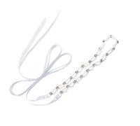WEZTEZ Pearl Belt Pearl Bridal Belt Sash for Wedding Dress,Rhinstone Wedding Belt for Flower Girls Bridesmaid, White, One Size