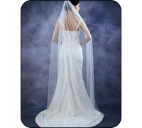 WEZTEZ Pearl Bridal Veil for Wedding 1 Tier Long Wedding Veils,Cathedral length Chapel Length with Comb For Brides, Ivory 200, 78.7x62.9 inch