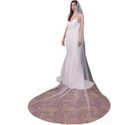 WEZTEZ Pearl Bridal Veil for Wedding 1 Tier Long Wedding Veils,Cathedral length Chapel Length with Comb For Brides, 3 M Ivory, 118x62.9 inch