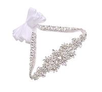WEZTEZ Women's Rhinestone Wedding Sash Belt Crystal Bridal Belts for Party Prom Evening Dresses Gown, Sliver-white, One Size