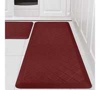 WEZVIX Cushioned Kitchen Mat 2 Pieces, Anti Fatigue Kitchen Rugs, Heavy Duty Kitchen Rugs and Mats Non-Skid, Ergonomic Comfort Foam Kitchen Floor Mat for Home, Office, Sink, Laundry, Red