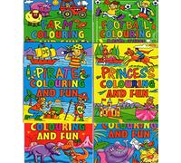 WF Graham 12 x Mini Assorted Colouring Activity Books Boys Girls A6 Party Bag Fillers