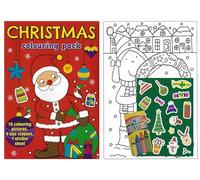 WF Graham Christmas A5 Colouring Pack | Christmas Stocking Fillers for Kids with 16 Colouring Pictures, 4 Wax Crayons and a Sticker Sheet