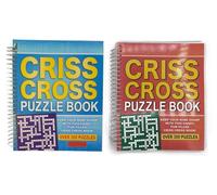WF Graham Criss Cross Crossword Puzzle Book, Pack of 2 - Spiral Bound Brain Teasers Travel Puzzles Book with over 300 Puzzles