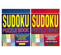 WF Graham Sudoku Puzzle Book, set of 2 - Spiral Bound Brain Teasers Travel Puzzles Book with over 500 Logic Puzzles