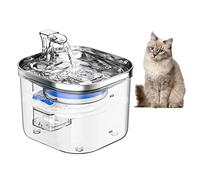 WF040 Cat Water Fountain 2L/67oz Semi Stainless Steel Pet Drinking Fountain Automatic Water Dispenser with Silent Water Pump for Cat Dog Other Pet 5V