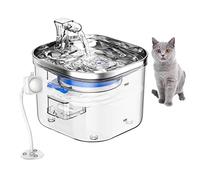 WF040 Cat Water Fountain Intelligent Induction 2L 67oz Semi Stainless Steel Pet Drinking Automatic Dispenser with Silent Pump Multiple Cycle Filtration for Dog Small