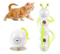WFang625 Caterpillar Smart Teaser Toy,Smart Motion Cat Toy with Worm Design, Interactive Worm Design Teaser with Wall Mount (White Green, 40 x 8.5 x 10 cm)