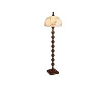 WFchenj222-6 Floor Lamps- Brown Wooden Floor Lamp Living Room Bedroom Sofa Side Vertical Table Lamp Fabric Shade Standing Light