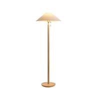 WFchenj222-6 Floor Lamps- Wooden Floor Lamp Hotel Living Room Sofa Fabric Hanging Chain Vertical Lamp Standing Light(White)