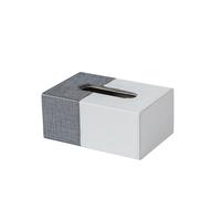 WFchenj222-6 Tissue Box Cover- Fabric Tissue Box Square Clashing Colour For Home Hotel Room Desktop Tissue Box Facial Tissue Case(White)