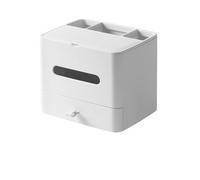 WFchenj222-6 Tissue Box Cover- Tissue Box with Platform and Storage Drawer for Home Hotel Room Desktop Tissue Box Facial Tissue Case(White)