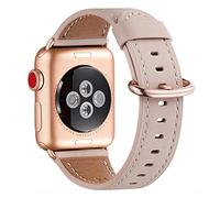WFEAGL Strap Compatible for Watch Strap 38mm 40mm,Many Colours of Top Grain Leather Band Replacement Strap Compatible with Watch Series 8/7/6/5/4/3/2/1 (38mm 40mm, Pink Sand+Rose Gold Adapter)