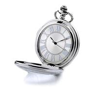 WFENG Men Hollow Mechanical Flip Magnifying Glass Pocket Watch, Retro Roman Numerals Lanyards Table Student Table, Ms.Gift/Silver / 4.7cm
