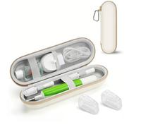 WFEWE Electric Toothbrush Travel Case, Electric Toothbrush Case for Oral B/Oral-B Pro/Philips Sonicare/Suri Sonic with 2pcs Toothbrush Head Covers Protection (Beige)