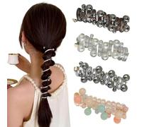 WFFANG625 Spiral Telephone Cord Hair Ties for Women, Gentle No-Damage Soft Elastic Ponytail Holder with Pearl Twisted Design for Daily & Special Events