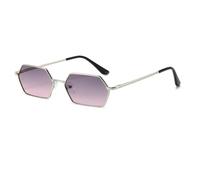 WFFZTZW Classic Polygon Sunglasses Men Fashion Small Frame Mirror Coating Uv400(Silver-GrayPink)