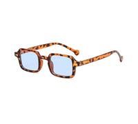 WFFZTZW Classic Rectangle Sunglasses for Women Oval Vintage Men Fashion Uv400(leopard blue)