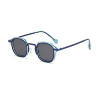WFFZTZW Retro Punk Small Round Sunglasses for Women Men Glasses(C6BlueGrey)