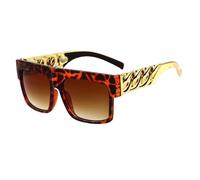 WFFZTZW Sunglasses Men Women Hip Hop Flat Top Retro Gold Frame Shades(4)