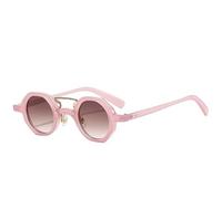 WFFZTZW Vintage Double Bridge Shade Women's Sunglasses Luxury Small Frame Rivets Men Outdoor Drive Uv400(Pink Gradient Tea)