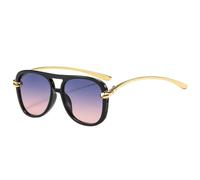 WFFZTZW Vintage Double Bridges Women Sunglasses Fashion Gradient Uv400 Men Trending Sun Glasses(Black Blue Pink)