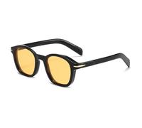 WFFZTZW Vintage Thick Frame Round Sunglasses Uv400(Black Yellow)