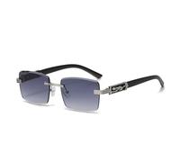 WFFZTZW Wood Grain Legs Decorative Sunglasses Colorful Retro Frameless Metal(Silver grey)
