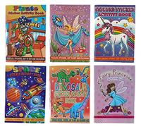 WFGraham Pack of 10 Mini Sticker Activity Books | 10x A6 Kids Party Bag Fillers including 36 pages each of Stickers, Puzzles, Word Search, Crossword, Dot-to-Dot and Colouring Games
