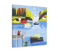Wfhbcnhg Maud Lewis Countryside Style Abstract Oil Painting Posters Canvas Print Aesthetic Wall Art Modern Home Decor for Bedroom Living Room 12x12inch(30x30cm) Frame-style
