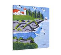 Wfhbcnhg Maud Lewis Countryside Style Abstract Oil Painting Posters Canvas Print Aesthetic Wall Art Modern Home Decor for Bedroom Living Room 20x20inch(50x50cm) Frame-style
