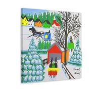 Wfhbcnhg Maud Lewis Countryside Style Abstract Oil Painting Posters Canvas Print Aesthetic Wall Art Modern Home Decor for Bedroom Living Room 24x24inch(60x60cm) Frame-style