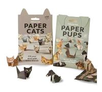 WFKKMEQ 3D Origami Cat Kit, 100PCS DIY Paper Dog 3D Creative Animal Craft Figures Paper Craft for Adults Cute Patterns Cats Origami for Home Decoration, Desk Decoration