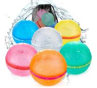 WFKKMEQ 6 Pcs Reusable Magnetic Water Balloons, with Mesh Bag Self Closing Magnetic Spray Balls Silicone magnetic water balloon Reusable water balloons for Kids, Adults, Pool Party Beach Water Toys