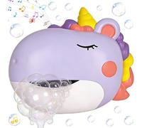 WFKKMEQ Baby Bath Toys, Unicorn Rechargeable Bath Bubble Machine with 12 Music, Automatic Bubble Maker for Toddlers Kids, Sensory Shower Toy, Unicorn Gifts for Girls 1 2 3 4 Year Olds (Purple)