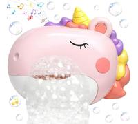 WFKKMEQ Baby Bath Toys, Unicorn Rechargeable Bath Bubble Machine with 12 Music, Automatic Bubble Maker for Toddlers Kids, Sensory Shower Toy, Unicorn Gifts for Girls 1 2 3 4 Year Olds (Pink)