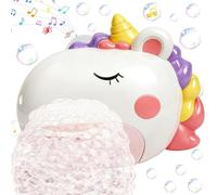 WFKKMEQ Baby Bath Toys, Unicorn Rechargeable Bath Bubble Machine with 12 Music, Automatic Bubble Maker for Toddlers Kids, Sensory Shower Toy, Unicorn Gifts for Girls 1 2 3 4 Year Olds (White)