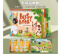 WFKKMEQ Busy Board Book, Montessori Toys for 1 2 3 4 Year Old Farm Busy Boards Educational Toy Interactive Activity Books for Baby Educational Activities Travel Toys Birthday Gift for Boys Girls