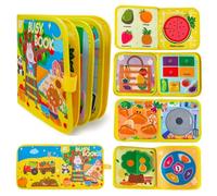 WFKKMEQ Busy Board Book, Montessori Toys for 1 2 3 4 Year Old Fruit Busy Boards Educational Toy Interactive Activity Books for Baby Educational Activities Travel Toys Birthday Gift for Boys Girls